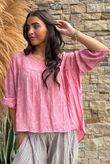Kiti Paisley Damask Artist Smock Indian Pink